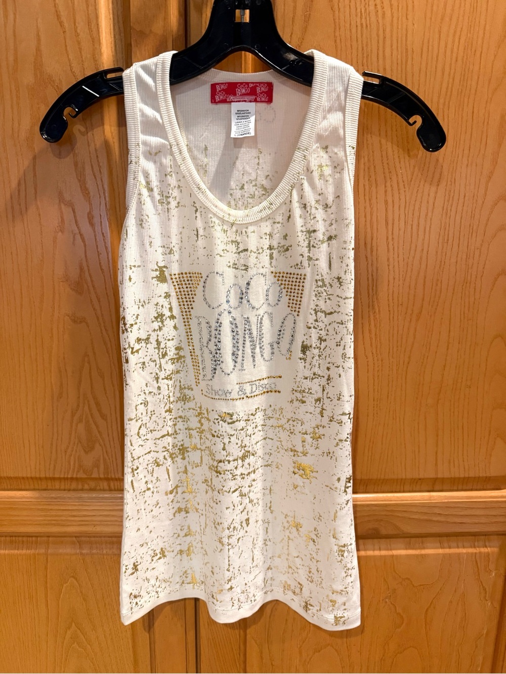 Coco Bongo Disco Cancun Gold and Silver Studded Racer Back Tank Top Size Large
